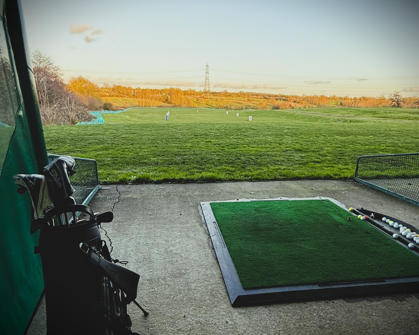 Driving range bay at The Notleys Golf Club